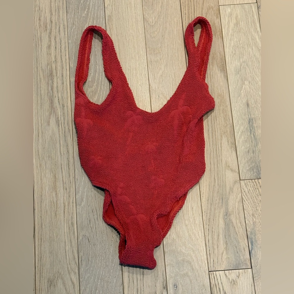 Bond-Eye textured/crinkled one piece bathing suit with palm tree design